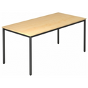 Scrivania DORAN DR16 D con piano in legno d'acero chiaro e gambe tubolari nere di hjh OFFICE PRO