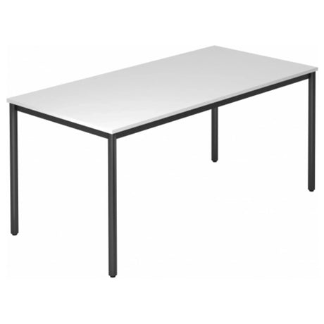 Scrivania DORAN DR16 D con piano bianco e struttura tubolare nera di hjh OFFICE PRO