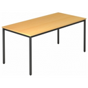 Scrivania DORAN DR16 D con piano color faggio e struttura tubolare nera di hjh OFFICE PRO