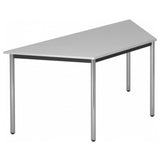 Tavolo grigio DORAN DRTR C con gambe tubolari rotonde cromate e piano trapezoidale di hjh OFFICE PRO