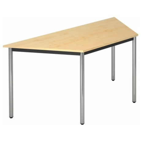Scrivania DORAN DRTR C con piano color acero e gambe in tubo tondo cromato di hjh OFFICE PRO