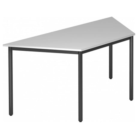 Tavolo grigio DORAN DRTR D con piano trapezoidale e struttura in tubolare nero di hjh OFFICE PRO