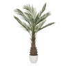 Pianta artificiale verde DRACAENA con foglie di palma a ventaglio in un vaso bianco di hjh OFFICE