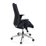 Sedia da ufficio professionale PRO-TEC 250 nera con braccioli e base a cinque ruote di hjh OFFICE – vista a 360° (profilo laterale 100°)