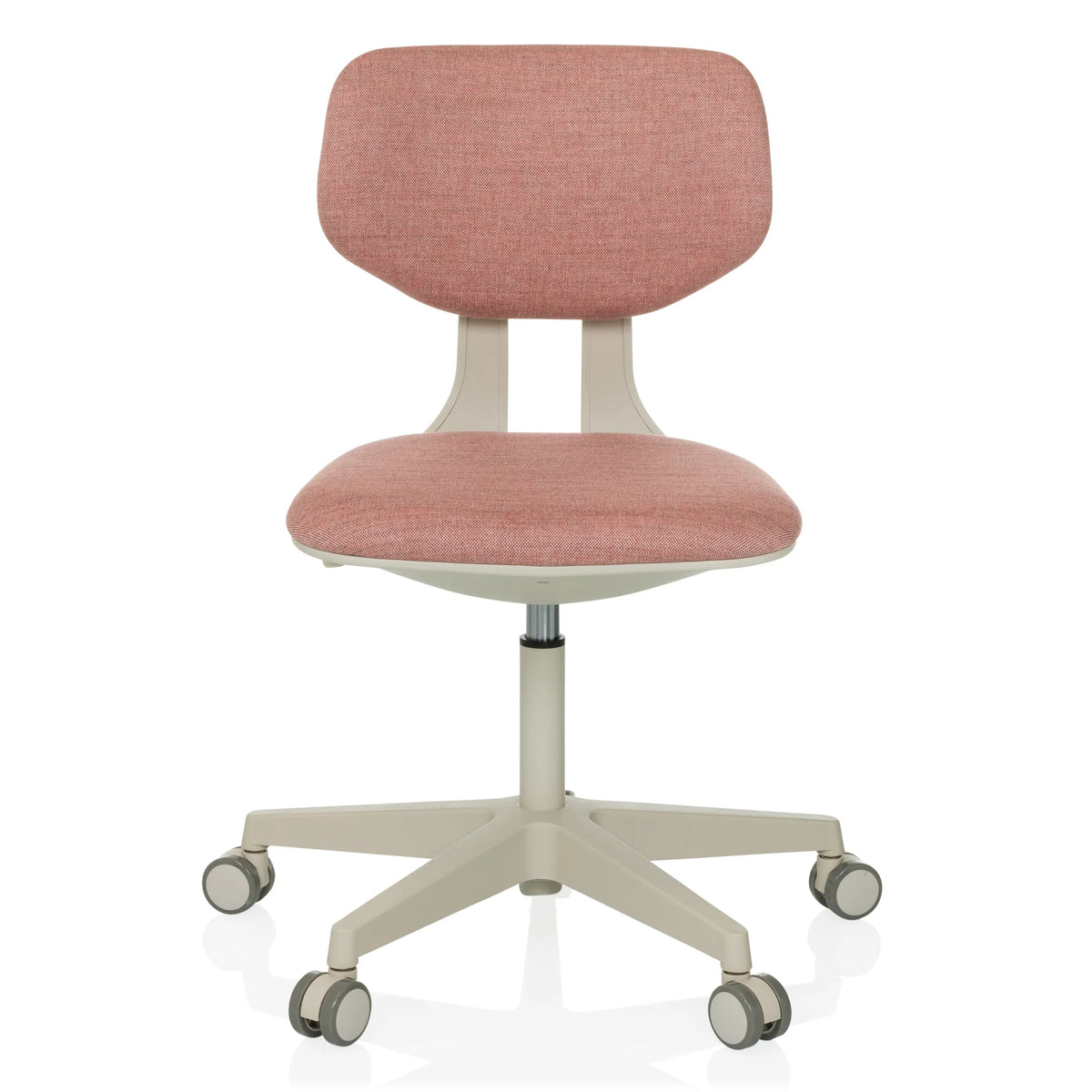Sedia girevole per bambini KID CLASSIC rosa con seduta imbottita e base a cinque ruote di hjh OFFICE – vista a 360° (vista frontale 0°)
