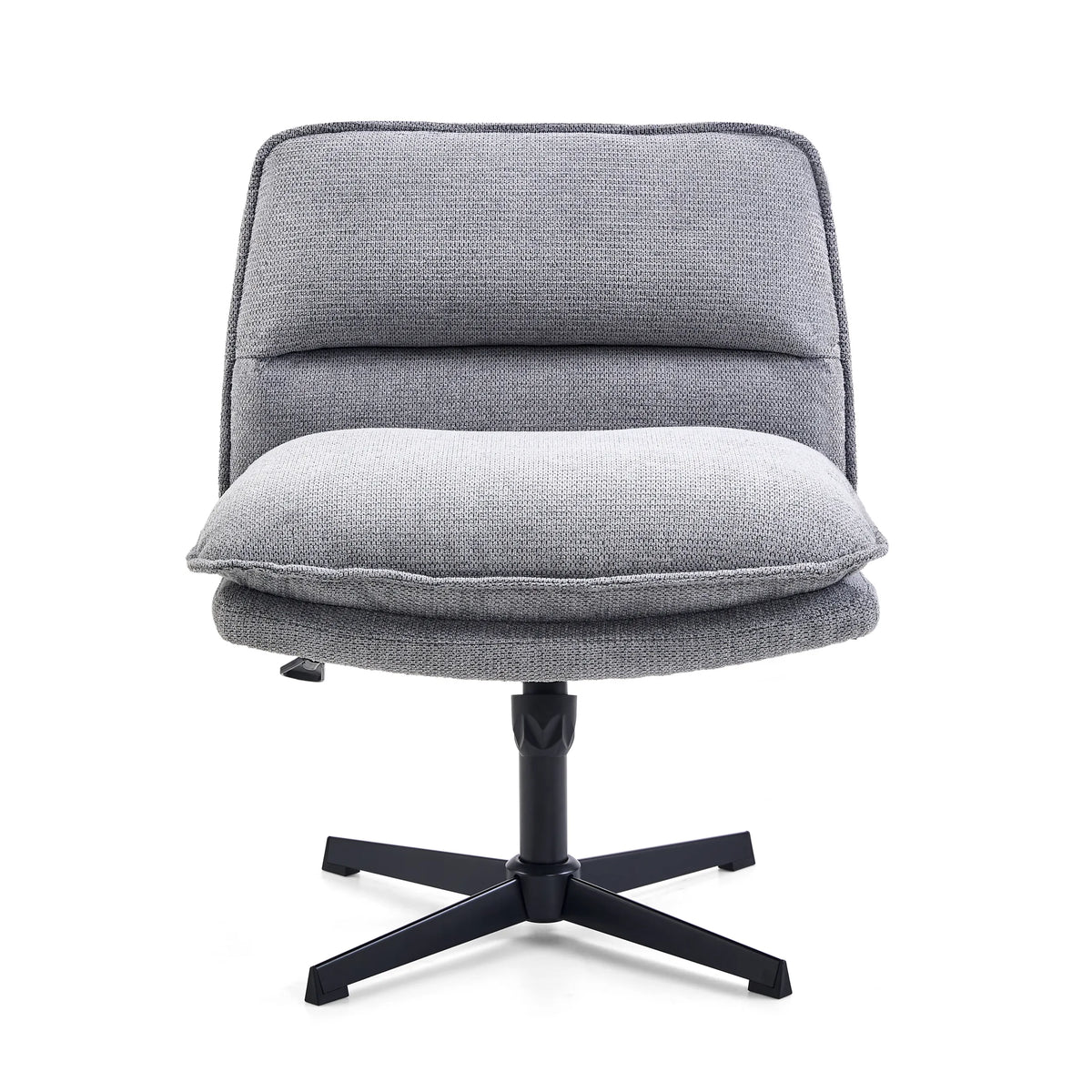 Dunkelgrauer Loungesessel Criss-Cross 20 mit Polsterung und schwarzem Fußkreuz von hjh LIVING – 360-Grad-Ansicht (Frontansicht 0°)