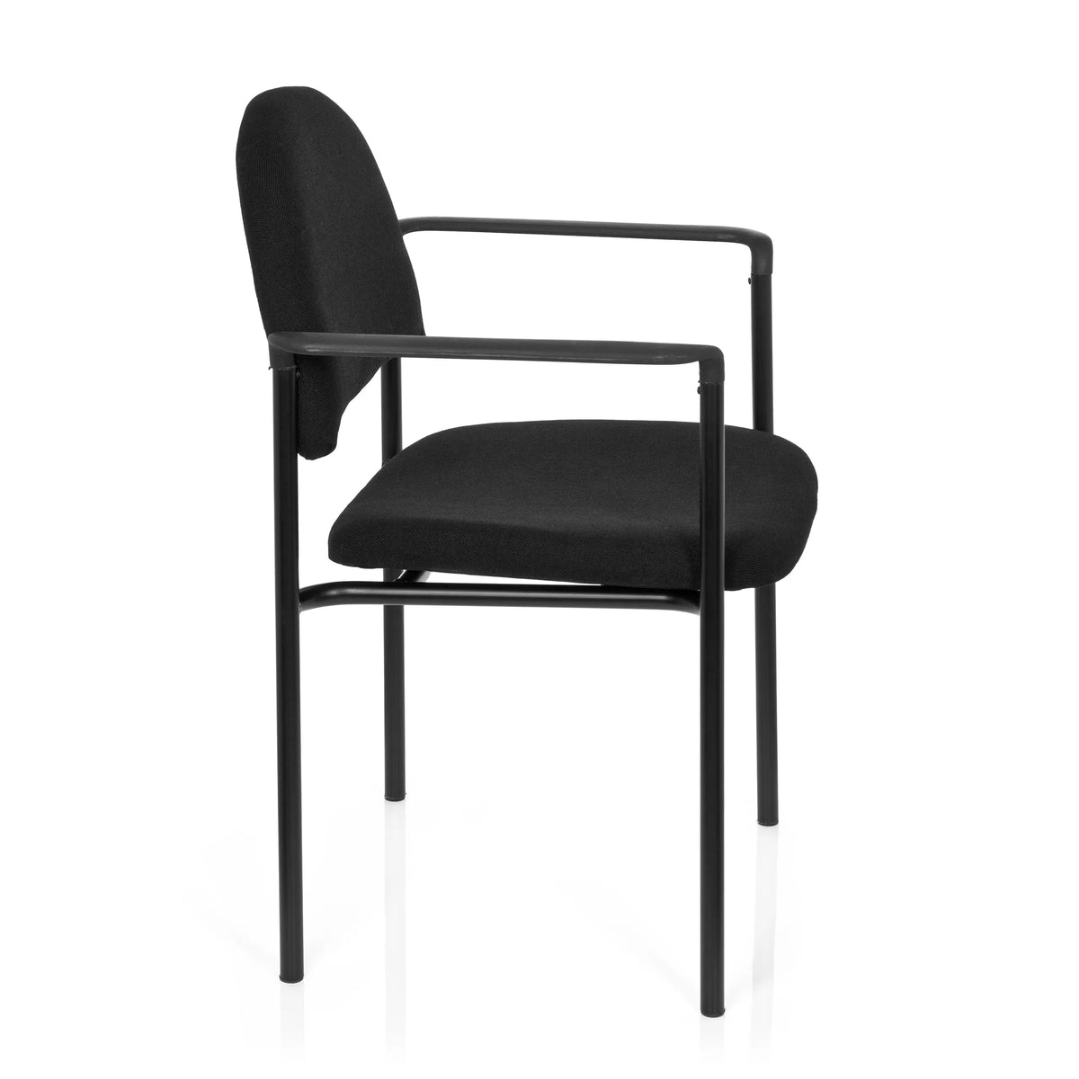 Sedia a quattro gambe XT 700 nera con braccioli e seduta imbottita di hjh OFFICE – vista a 360° (profilo laterale 80°)