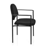 Sedia a quattro gambe XT 700 nera con braccioli e seduta imbottita di hjh OFFICE – vista a 360° (profilo laterale 80°)