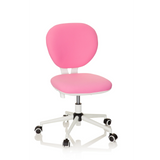 Sedia girevole per bambini KID VIVO rosa con base bianca e cinque rotelle di hjh OFFICE – vista a 360° (vista frontale 20°)