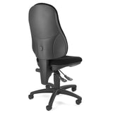 Vista posteriore della sedia home office POINT 60 in nero con cinque ruote di Topstar
