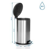 Disegno dimensionale del cestino CLEAN X con un volume di 40 l e un'altezza di 96 cm di hjh OFFICE