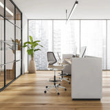 Sedie da banco TOP WORK STYLE beige con schienale in rete e poggiapiedi su ruote di hjh OFFICE