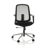 Sedia Home Office SEDIOLO B nera con schienale in rete e base a cinque ruote di hjh OFFICE – vista a 360° (vista frontale 15°)