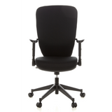 Sedia da ufficio professionale TRAFFIC 30 nera con braccioli e base a cinque ruote di hjh OFFICE – vista a 360° (vista frontale 0°)