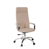 Sedia Home Office SARANTO PLUS I beige con braccioli e base a cinque ruote di hjh OFFICE – vista a 360° (vista frontale 20°)