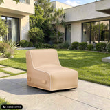 Divano gonfiabile Sitzolo Air beige su una terrazza davanti a un'area verde di hjh LIVING (immagine generata dall’IA)