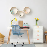 Sedia girevole per bambini KID QW blu con base a stella bianca e rotelle di hjh OFFICE