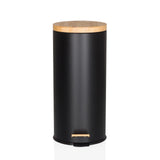 Cestini CLEAN BAMBOO in nero opaco con coperchio e pedale in bambù di hjh OFFICE