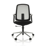 Sedia Home Office SEDIOLO B nera con schienale in rete e base a cinque ruote di hjh OFFICE – vista a 360° (vista frontale 0°)