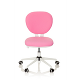 Sedia girevole per bambini KID VIVO rosa con base bianca e cinque rotelle di hjh OFFICE – vista a 360° (vista frontale 0°)