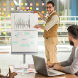 Lavagna bianca MULTIBOARD in argento con supporto e scritta di hjh OFFICE
