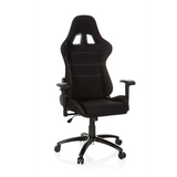 Sedia da gaming nera GAME FORCE con poggiatesta, braccioli e base a cinque ruote di hjh OFFICE – vista a 360° (vista frontale 20°)