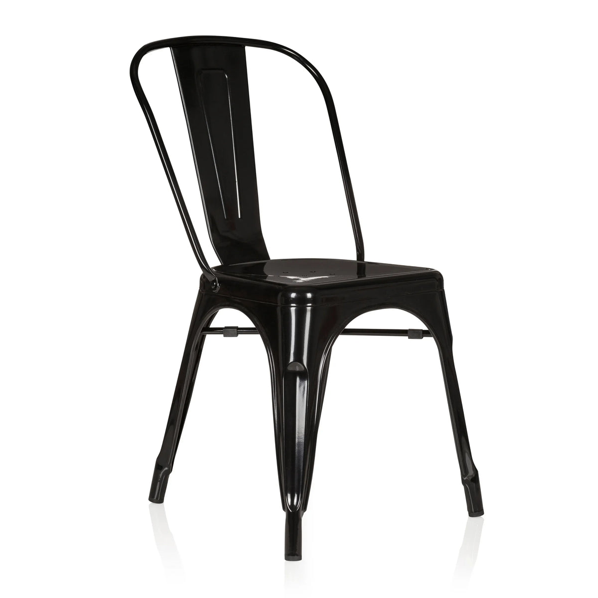 Sedia bistro nera VANTAGGIO COMFORT con struttura in metallo e schienale alto di hjh OFFICE – vista a 360° (vista frontale a tre quarti 40°)