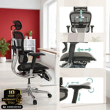 Poggiatesta e braccioli regolabili della poltrona di lusso ERGOHUMAN PLUS LEGPRO GEN2 di hjh OFFICE (immagine generata dall’IA)