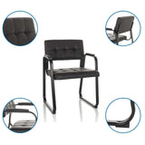 Sedia visitatore ZANTA B PU in nero con base a slitta e braccioli di hjh OFFICE