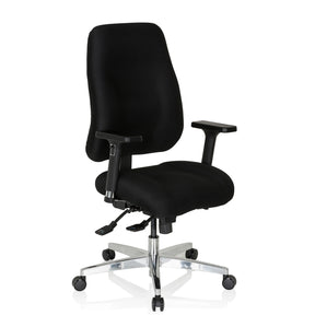Schwarzer Profi-Bürostuhl ZENIT COMFORT mit Armlehnen und glänzendem Fußkreuz von hjh OFFICE