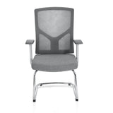 Sedia a sbalzo BRETON V W grigia con schienale in rete e braccioli di hjh OFFICE – vista a 360° (vista frontale 0°)