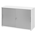 Weißer Schiebetürenschrank BETA S 1752S mit silberfarbenen Fronten und Metallgriffen von hjh OFFICE PRO