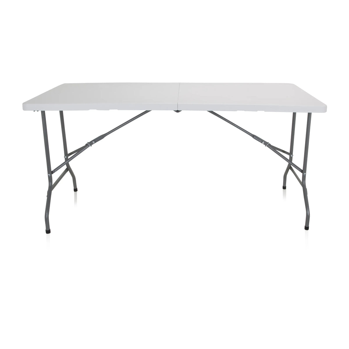 Tavolo pieghevole bianco EASY UP MULTI II con piano rettangolare e struttura in metallo di hjh OFFICE – vista a 360° (vista frontale 0°)