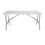 Tavolo pieghevole bianco EASY UP MULTI II con piano rettangolare e struttura in metallo di hjh OFFICE – vista a 360° (vista frontale 0°)