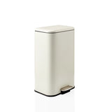 Cestini Clean 1 beige con apertura a pedale e coperchio piatto di hjh OFFICE – vista a 360° (vista frontale a tre quarti 45°)