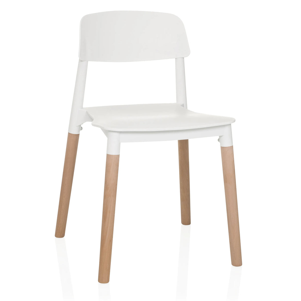 Sedia a quattro gambe SCANDI E bianca con gambe in legno di hjh LIVING – vista a 360° (vista frontale 15°)