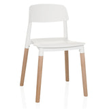 Sedia a quattro gambe SCANDI E bianca con gambe in legno di hjh LIVING – vista a 360° (vista frontale 15°)