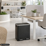 Cestino nero Clean 9 con due scomparti nell'ufficio di hjh OFFICE (immagine generata dall’IA)