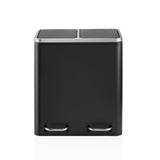 Cestini Clean 9 neri con due scomparti, bordo del coperchio argentato e due maniglie di trasporto di hjh OFFICE – vista a 360° (vista frontale 0°)
