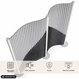 Parete divisoria grigia per la protezione visiva e acustica Flexmiut Wave con design ondulato di hjh OFFICE (immagine generata dall’IA)