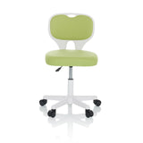Sedia girevole per bambini KIDDY TOP W verde con struttura bianca e base a cinque ruote di hjh OFFICE – vista a 360° (vista frontale 0°)