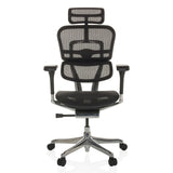 Poltrona di lusso ERGOHUMAN GEN2 nera con schienale in rete, poggiatesta e base a cinque ruote di hjh OFFICE – vista a 360° (vista frontale 0°)