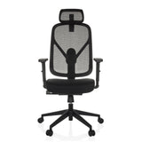 Sedia da ufficio professionale RALOO ECO nera con schienale in rete e base a cinque ruote di hjh OFFICE – vista a 360° (vista frontale 0°)