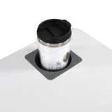 Portabicchieri integrato con tazza termica sul piano bianco della scrivania in piedi STAND VM-SU I di hjh OFFICE