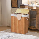 Cesto per il bucato marrone FALSTER XL B con coperchio in bambù e maniglie integrate di hjh LIVING