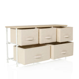 Cassettiera beige FOLDAR con cinque cassetti in tessuto e struttura in metallo bianco di hjh LIVING