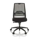 Sedia da ufficio professionale PORTO ECO I nera con schienale in rete e base a cinque ruote di hjh OFFICE – vista a 360° (vista frontale 0°)