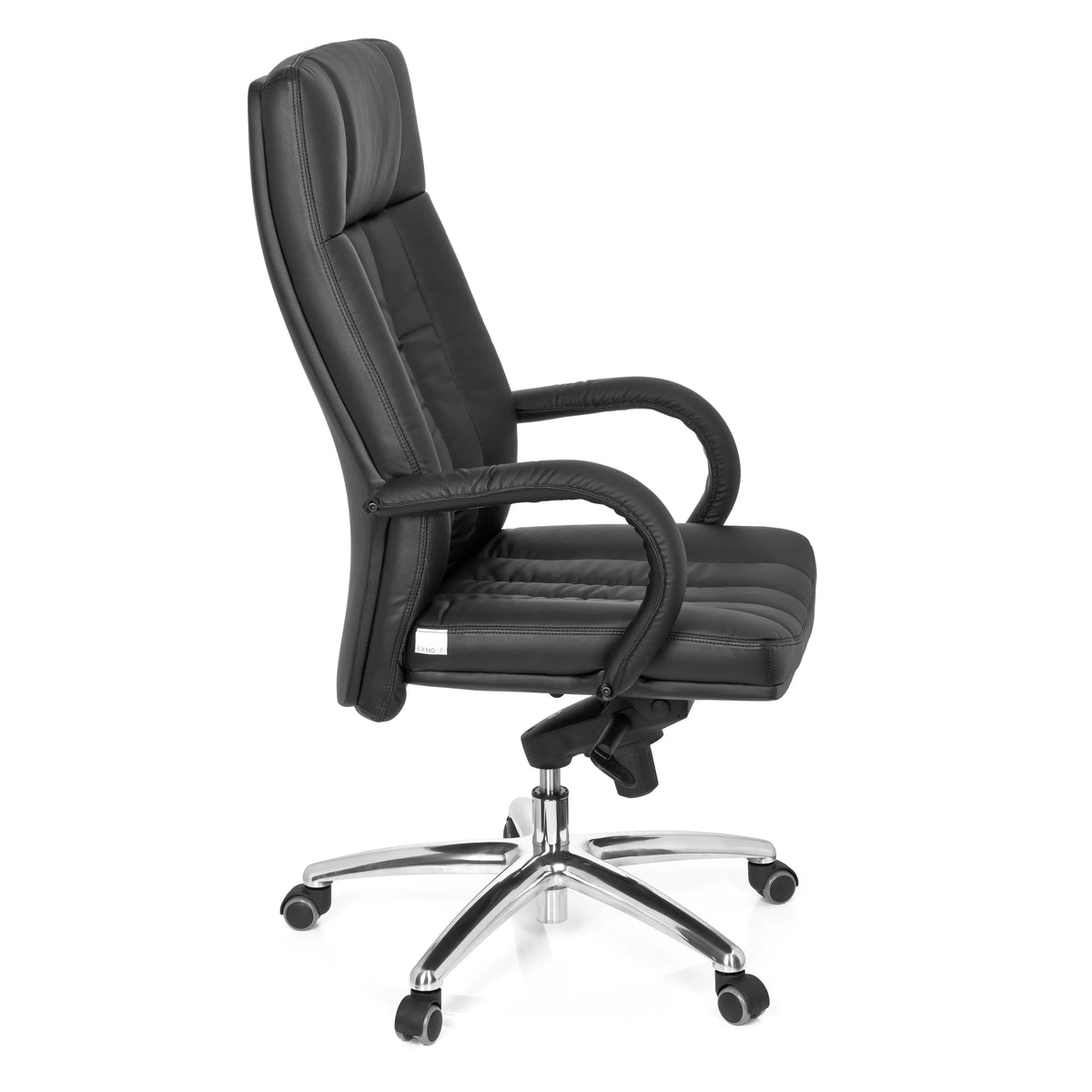 Sedia girevole XXL G 300 nera con trapuntatura, braccioli e base a cinque ruote di hjh OFFICE – vista a 360° (profilo laterale 80°)