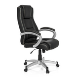 Sedia da gaming RELAX CL180 nera con imbottitura e base a cinque ruote di MyBuero – vista a 360° (vista frontale a tre quarti 60°)