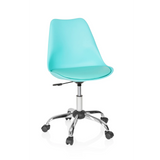 Sedia Home Office FANCY PRO color turchese con seduta a guscio e base a cinque ruote di hjh OFFICE – vista a 360° (vista frontale 20°)